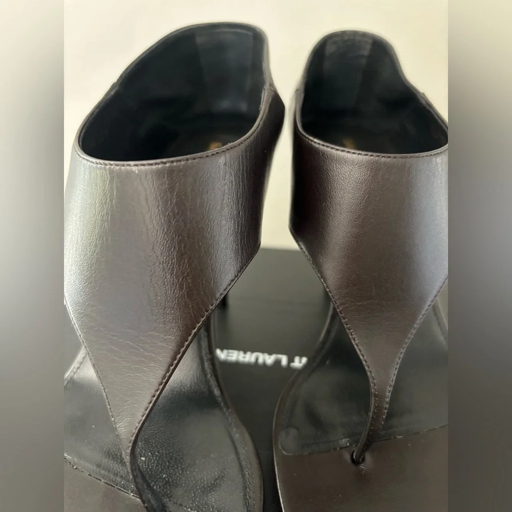Saint Laurent Nappa Giannutri Harris eagle brown  leather heels size 39